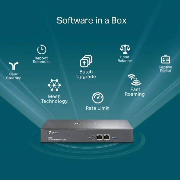 TP-LINK 10|100|1000 Mbps | Ethernet Ports | USB 3.0 | Omada App | Cloud Access | CE | FCC | RoHS | Black (OC300)