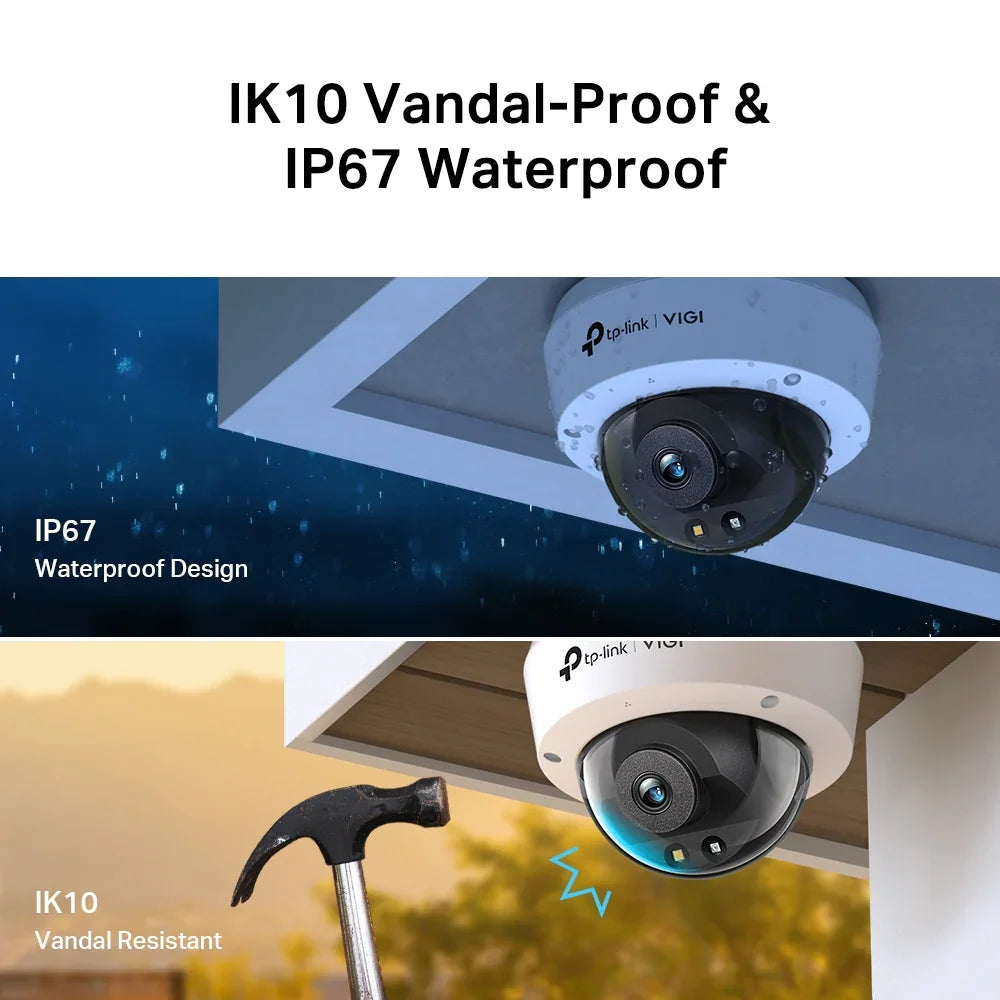 TP-LINK 1|2.7” Progressive Scan CMOS | 2.8 mm: F1.6 | 2880 x 1620 px | IR LED 30m 850nm | 1x RJ45 10|100M | IP67 | IK10 | d115x85.7 mm (VIGI C250(2.8MM))