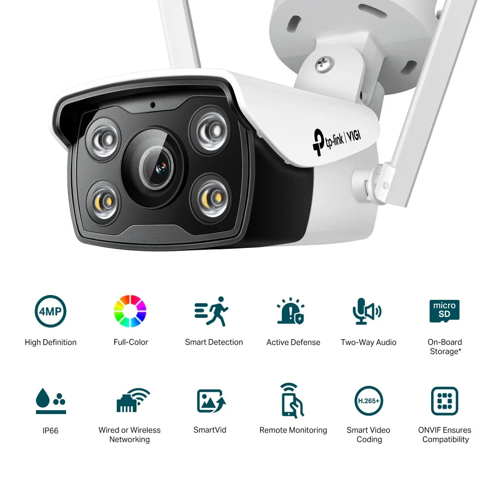 TP-LINK 1|3” CMOS | 4mm | 2.4 GHz | 1 RJ45 10|100M | IP66 | 80 x 70.6 x 173.4 mm (VIGI C340-W(4MM))