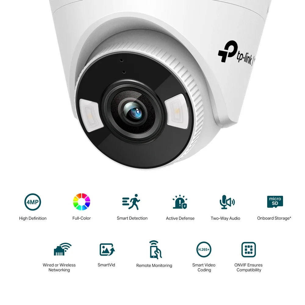 TP-LINK 1|3” Progressive Scan CMOS | 4 mm: F1.6 | 30m (LED) | 3D DNR | 123 × 123 × 84 mm (VIGI C440(4MM))