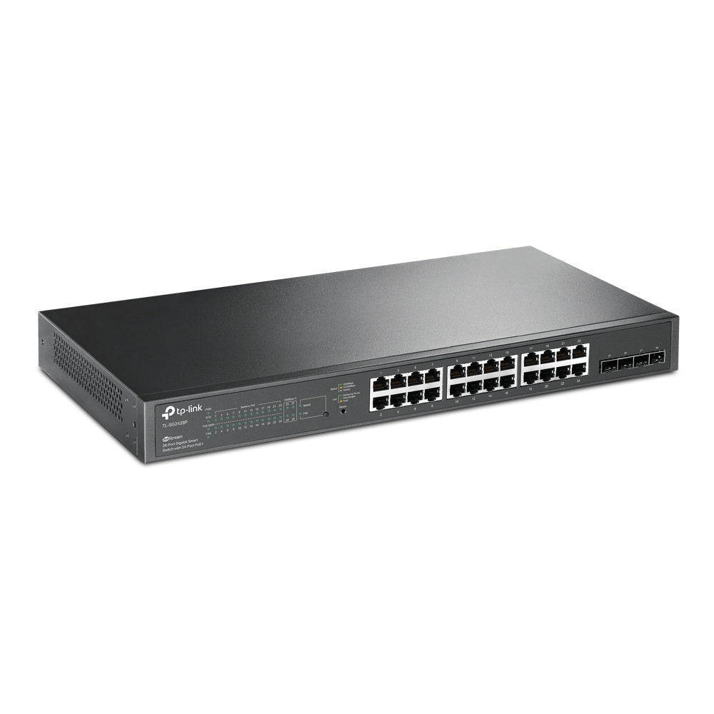TP-LINK 24x 1G RJ-45 | 4x 1G SFP | 56 Gbps | 41.7 Mpps | QoS | VLAN | 440x220x44 mm (TL-SG2428P)