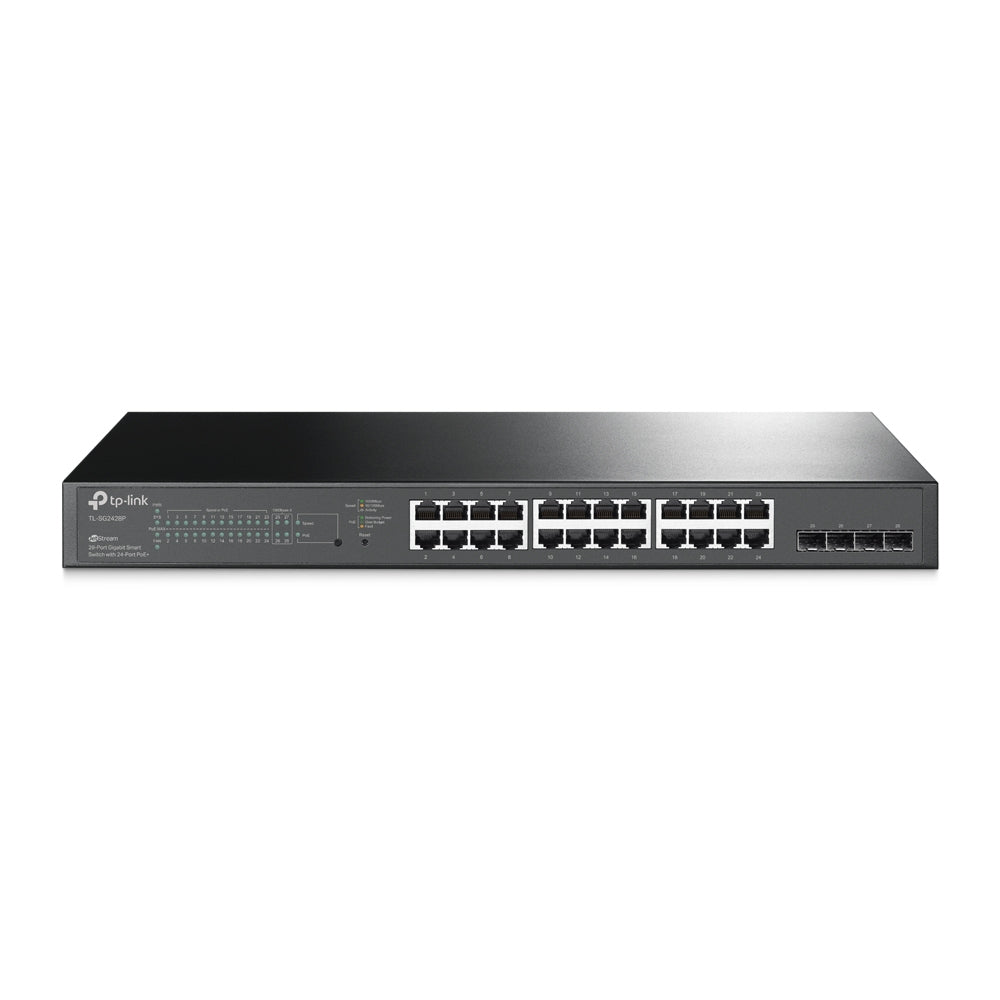 TP-LINK 24x 1G RJ-45 | 4x 1G SFP | 56 Gbps | 41.7 Mpps | QoS | VLAN | 440x220x44 mm (TL-SG2428P)