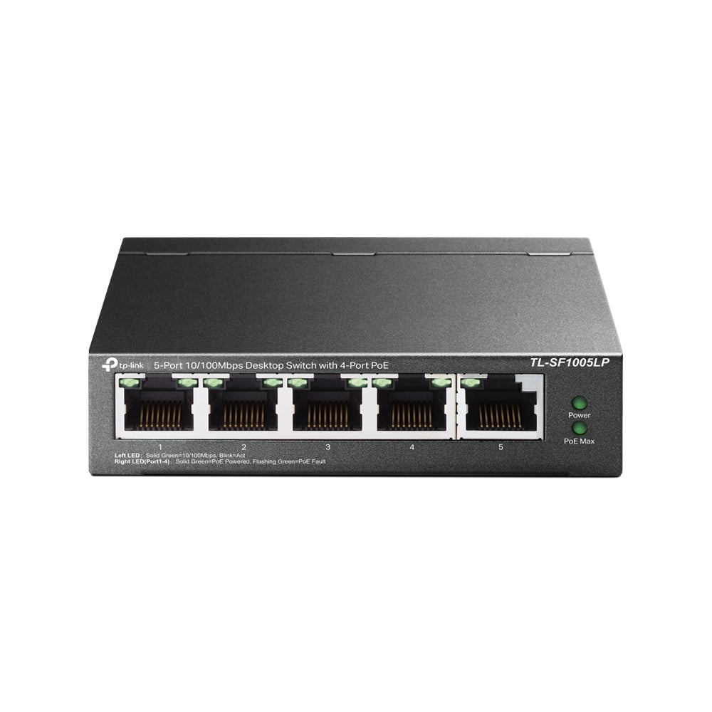 TP-LINK 5× 10|100 Mbps RJ45 | Fanless | AUTO MDI|MDIX | 100 x 98 x 25 mm | (TL-SF1005LP)
