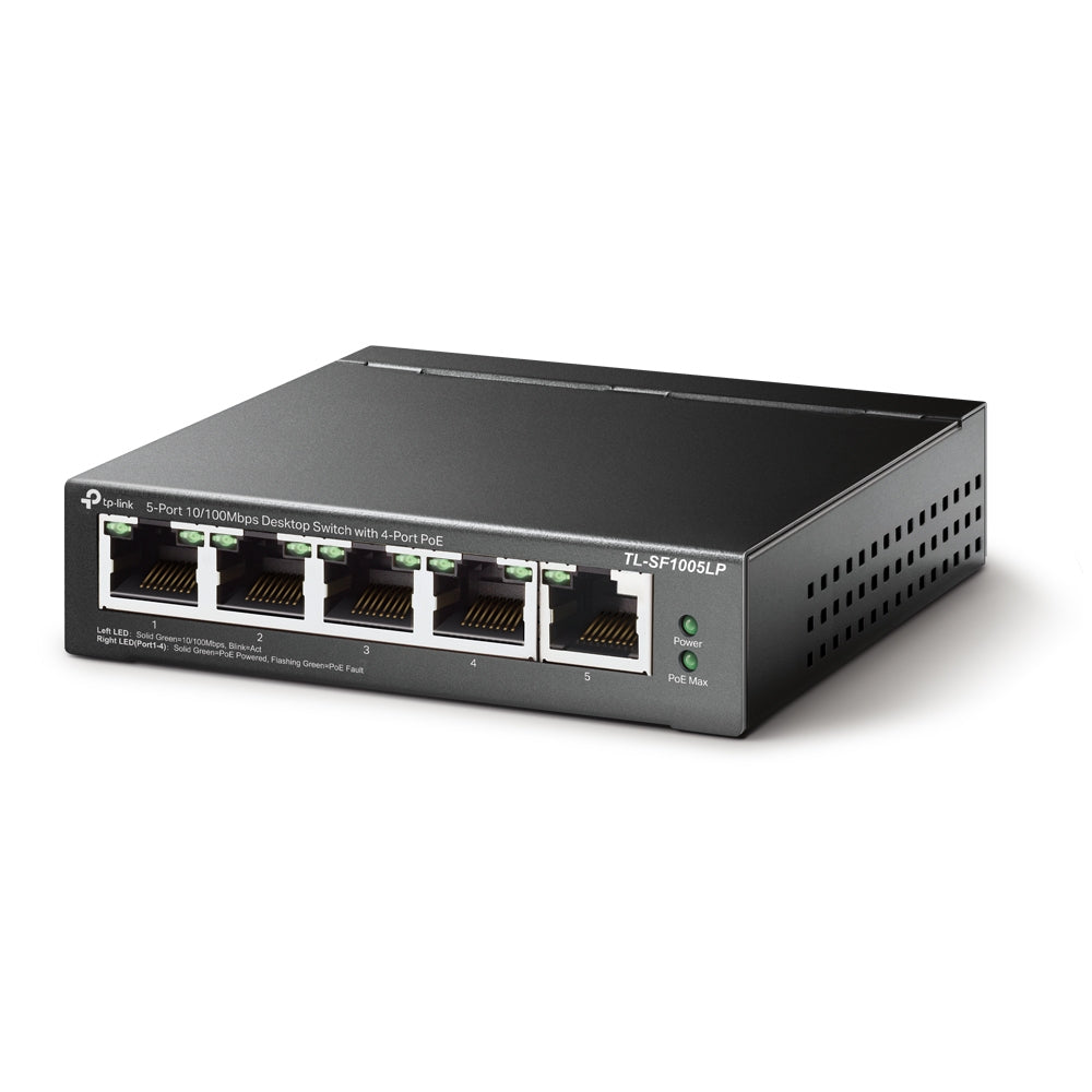 TP-LINK 5× 10|100 Mbps RJ45 | Fanless | AUTO MDI|MDIX | 100 x 98 x 25 mm | (TL-SF1005LP)