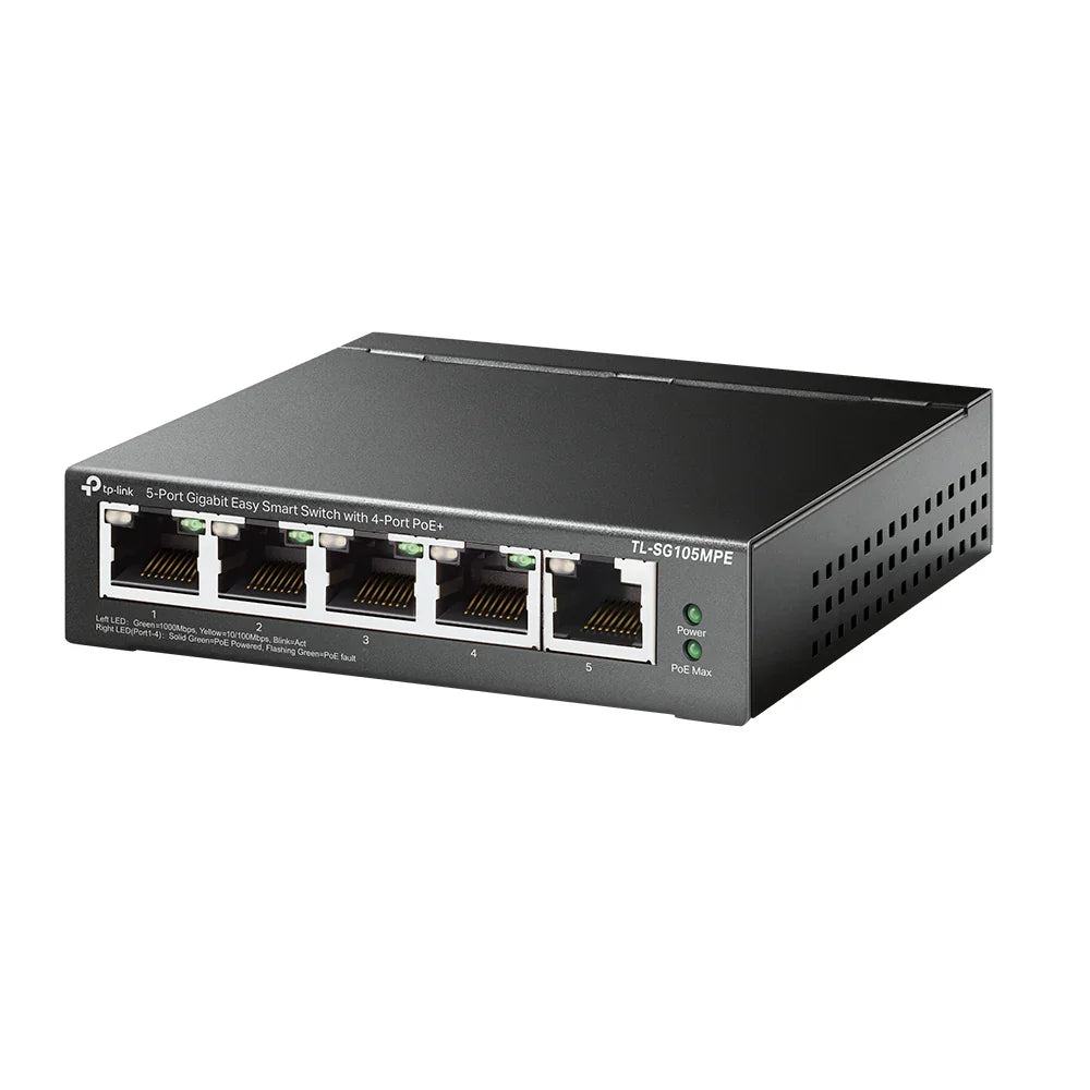 TP-LINK 5 x 10|100|1000Mbps RJ45 | 10 Gbps | 7.44 Mpps | 2K MAc | 16 KB Jumbo | 99.8 × 98 × 25 mm (TL-SG105MPE)