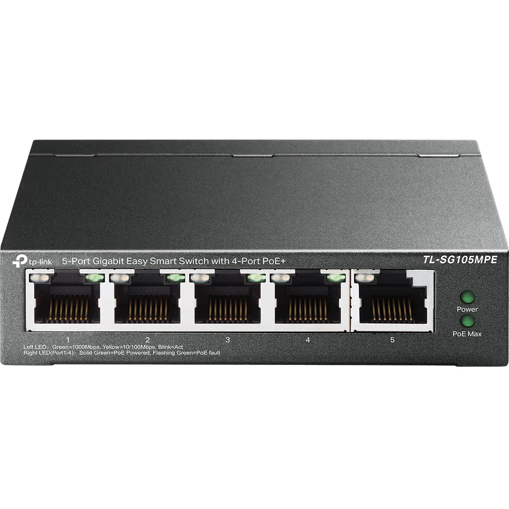 TP-LINK 5 x 10|100|1000Mbps RJ45 | 10 Gbps | 7.44 Mpps | 2K MAc | 16 KB Jumbo | 99.8 × 98 × 25 mm (TL-SG105MPE)