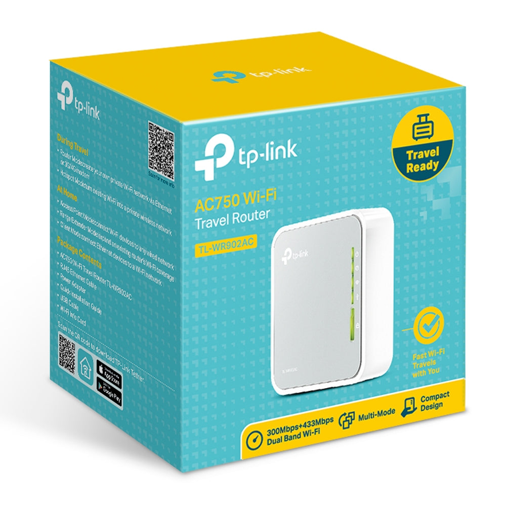 TP-LINK 5V|2A | USB 2.0 | WPS Button | IEEE 802.11ac|n|a 5GHz IEEE 802.11b|g|n 2.4GHz | 2.4GHz and 5GHz (TL-WR902AC)