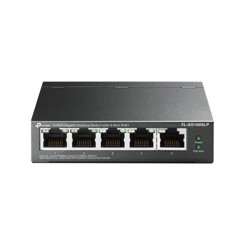 TP-LINK 5x 1G RJ-45 | 10 Gbps | 7.44 Mpps | PoE | 99.8×98×25 mm (TL-SG1005LP)