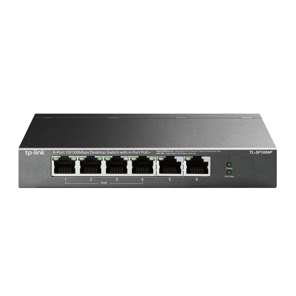 TP-LINK 6-Port 10|100Mbps Desktop Switch with 4-Port PoE+ (TL-SF1006P)