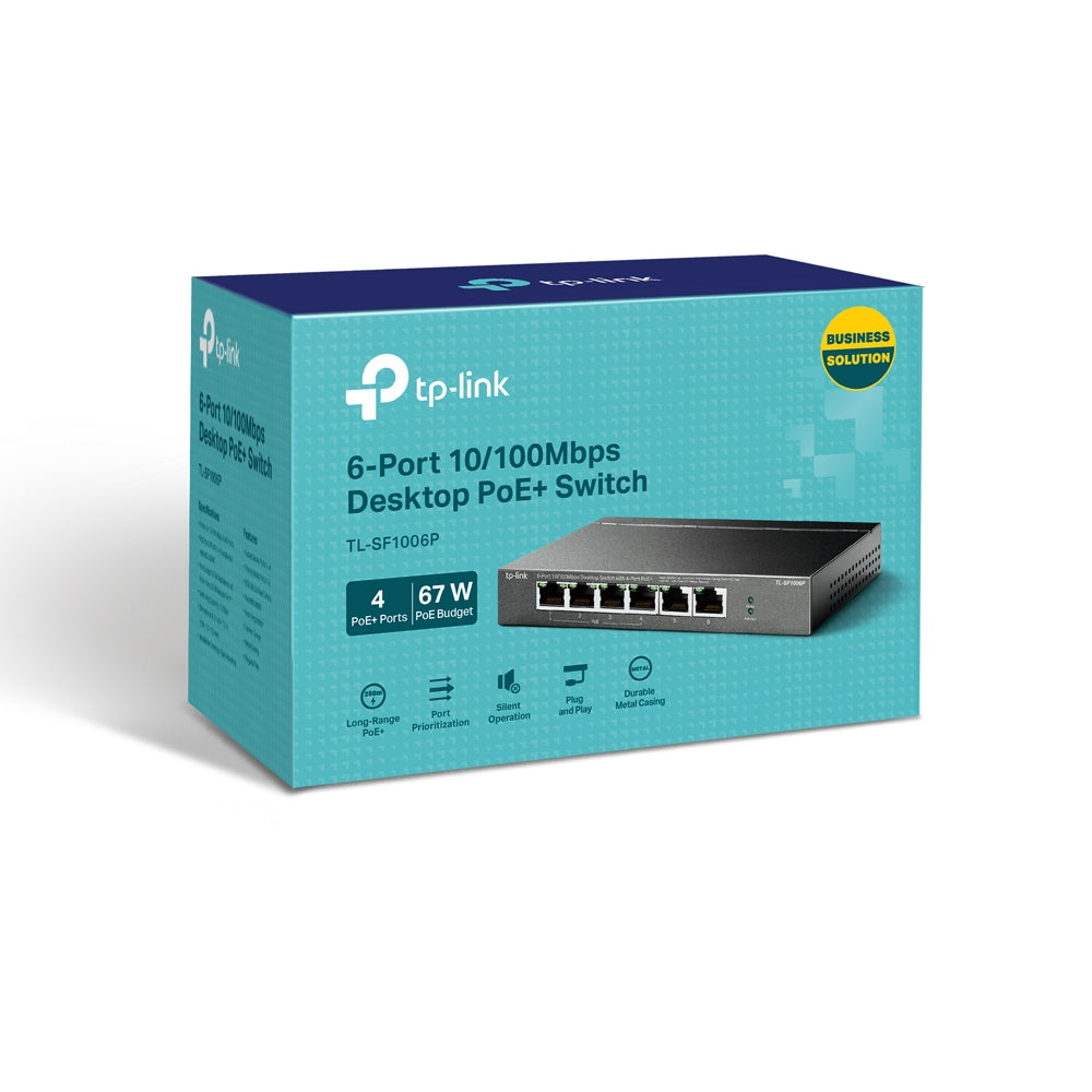 TP-LINK 6-Port 10|100Mbps Desktop Switch with 4-Port PoE+ (TL-SF1006P)