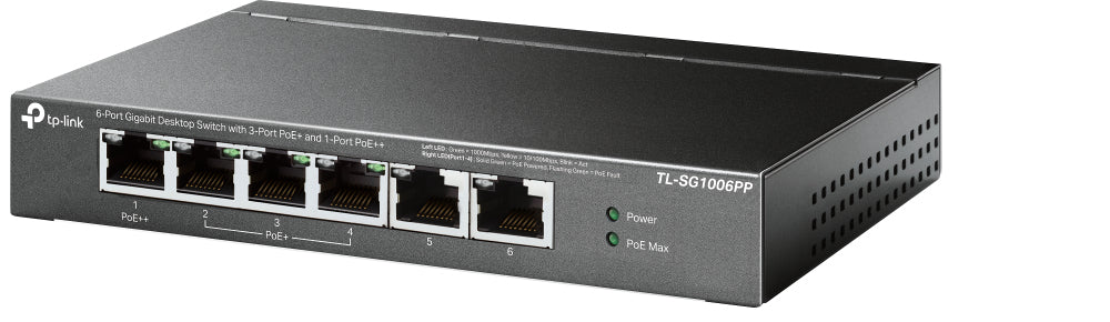 TP-LINK 6-Port Gigabit Desktop Switch with 3-Port PoE+ and 1-Port PoE++ (TL-SG1006PP)