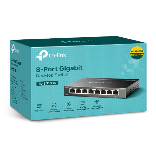TP-LINK 8-Port Gigabit Desktop Switch, 8× Gigabit RJ45 Ports, 5-Year WTY
