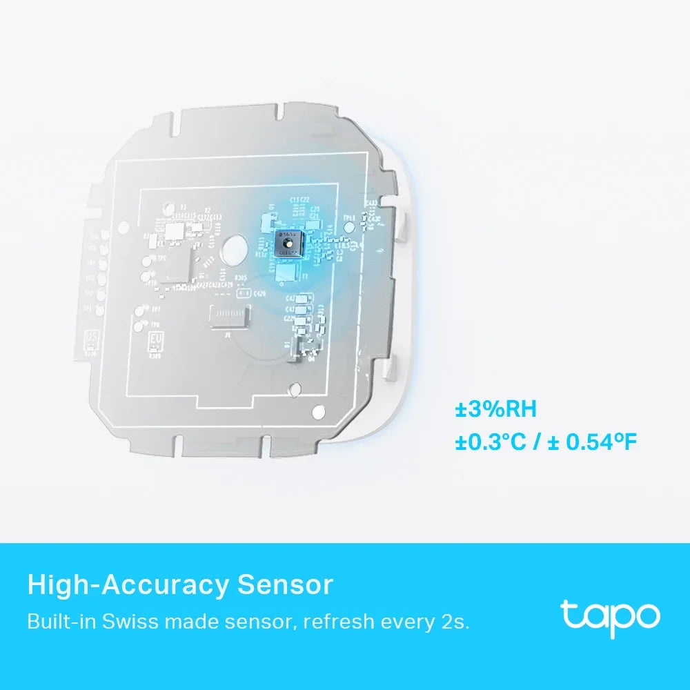 TP-LINK 868 | 922 MHz | ±0.3°C |±0.54°F | ±3%RH | 62 x 62 x 24.5 mm (TAPO T315)