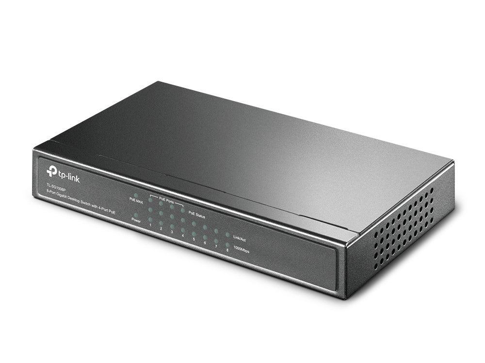 TP-LINK 8x 10|100|1000Mbps RJ45 | PoE | 16Gbps | 8K Mac Address | 53W | Grey (TL-SG1008P)