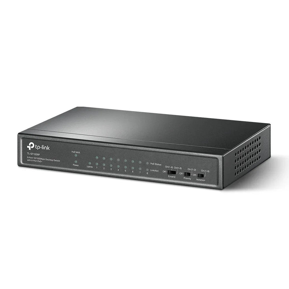 TP-LINK 9x 10|100 Mbps RJ-45 | PoE | 1.8 Gbps | 171x98x27 mm (TL-SF1009P)