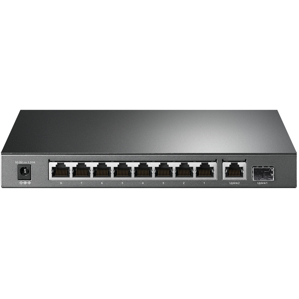 TP-LINK 9x 10|100|1000 | 1x 1G SFP | PoE+ | 63 W PoE budget ports | 209 x 126 x 26 mm (TL-SG1210P)