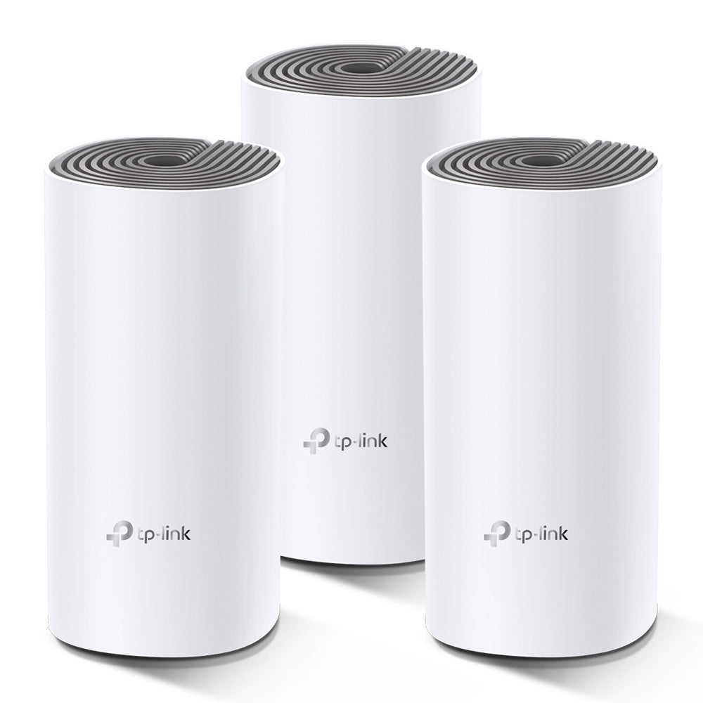 TP-LINK AC1200 | 2.4+5 Ghz | 300+867 Mbps | 2× 10|100 Mbps | 90.7x90.7x190 mm | 3-Pack (DECO E4(3-PACK))