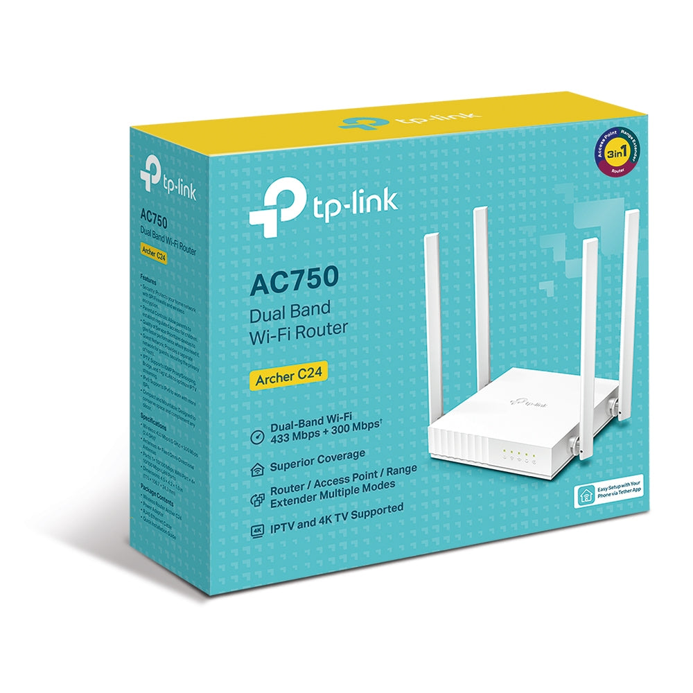 TP-LINK ARCHER C24 wireless router Fast Ethernet Dual-band (2.4 GHz | 5 GHz) White (ARCHER C24)