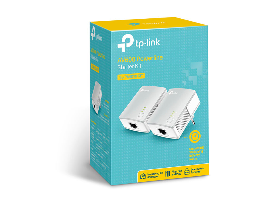 TP-LINK AV600 Powerline Starter Kit | HomePlug AV | 1 x 10|100Mb|s RJ-45 (TL-PA4010 KIT)
