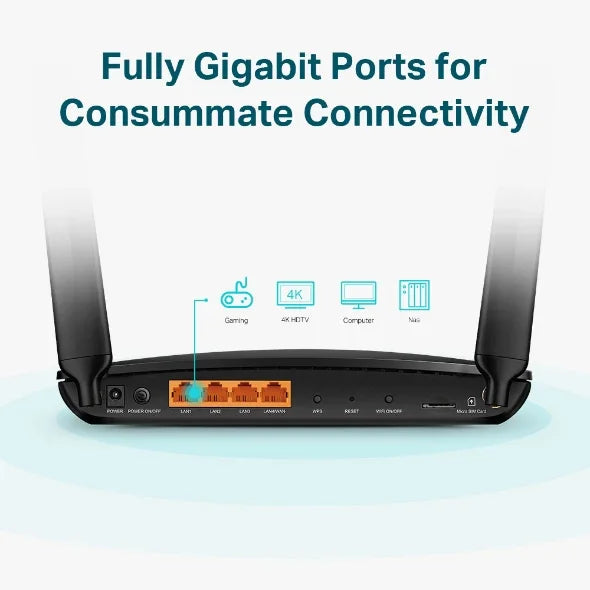 TP-LINK $G | Cat6 | AC1200 | 300Mbps | 12VDC | LTE | 5GHz (ARCHER MR600)