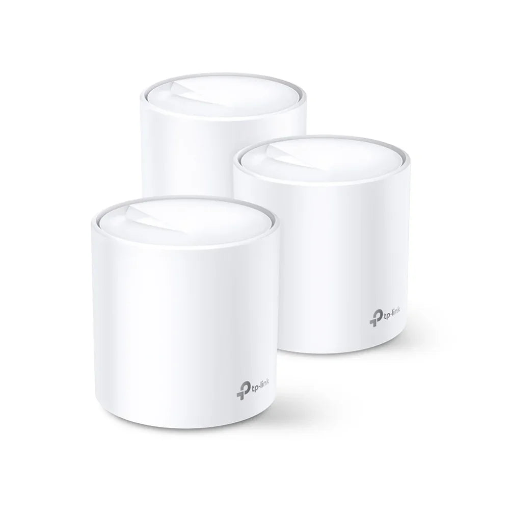 TP-LINK Qualcomm 1 GHz Quad-core | 2 LAN|WAN Gigabit Ethernet | 1201 Mbps (5 GHz) | 574 Mbps (2.4 GHz) | D110 mm × 114 mm | 3-pack (DECO X20(3-PACK))