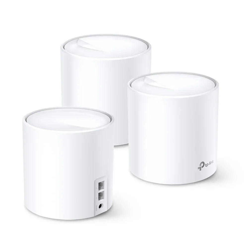 TP-LINK Qualcomm 1 GHz Quad-core | 2 LAN|WAN Gigabit Ethernet | 1201 Mbps (5 GHz) | 574 Mbps (2.4 GHz) | D110 mm × 114 mm | 3-pack (DECO X20(3-PACK))