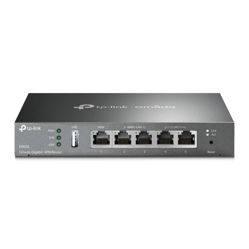 TP-LINK TL-ER605 (TL-R605) SafeStream Gigabit Multi-WAN VPN Router PPPoE 1 WAN 3 Changeable WAN/LAN Ports 10BASE-T, Centralised Cloud, Omada
