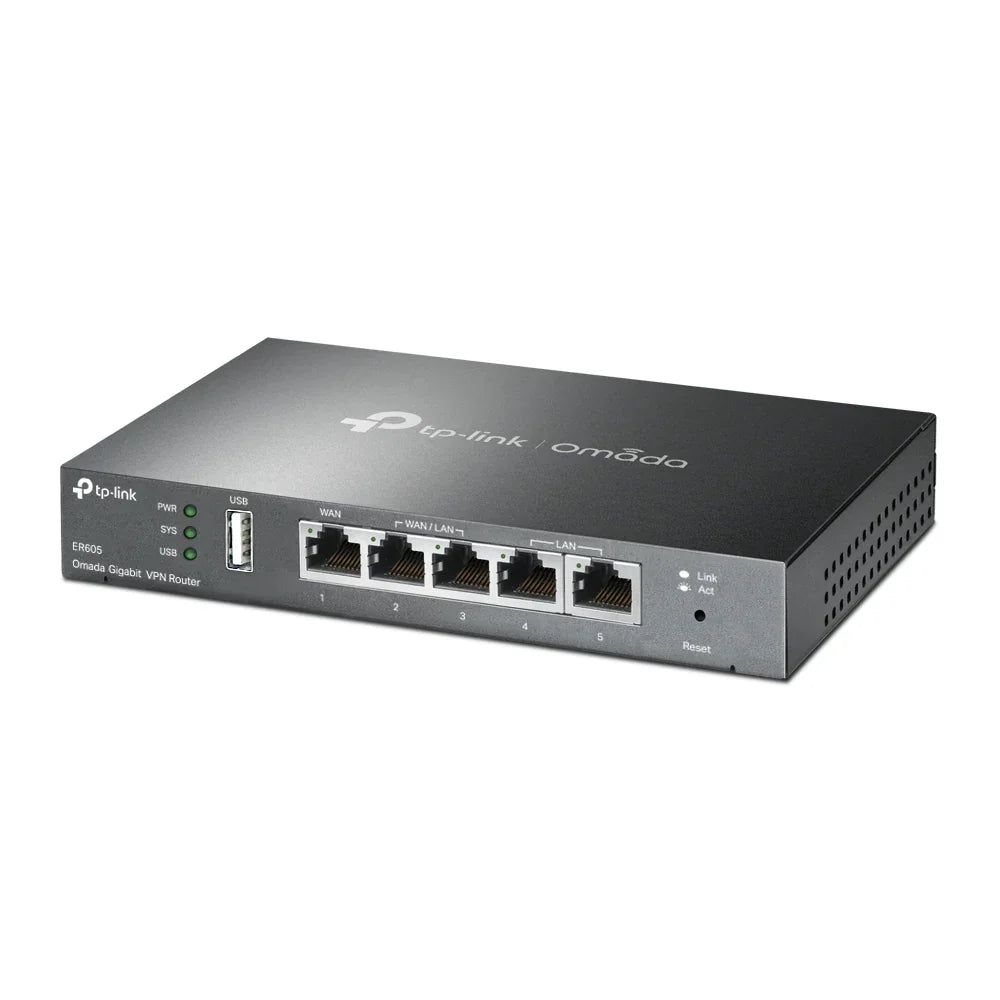 TP-LINK TL-ER605 (TL-R605) SafeStream Gigabit Multi-WAN VPN Router PPPoE 1 WAN 3 Changeable WAN/LAN Ports 10BASE-T, Centralised Cloud, Omada