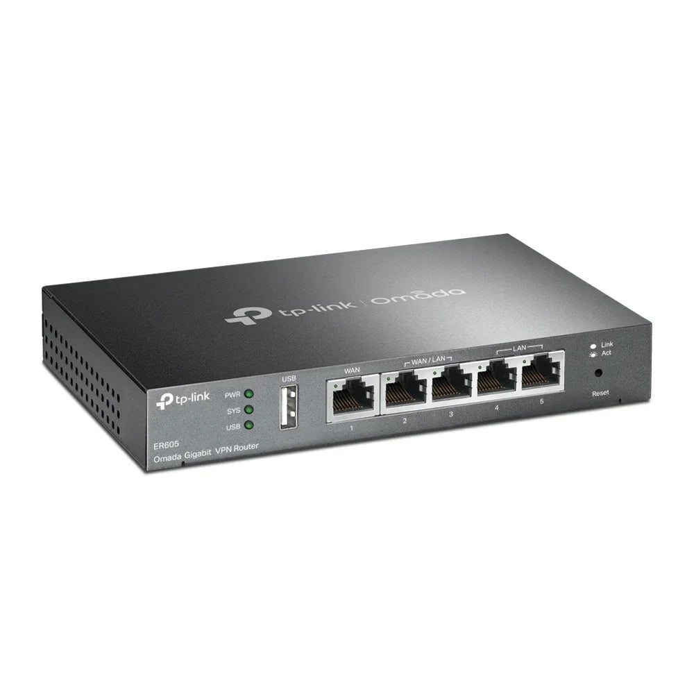 TP-LINK TL-ER605 (TL-R605) SafeStream Gigabit Multi-WAN VPN Router PPPoE 1 WAN 3 Changeable WAN/LAN Ports 10BASE-T, Centralised Cloud, Omada