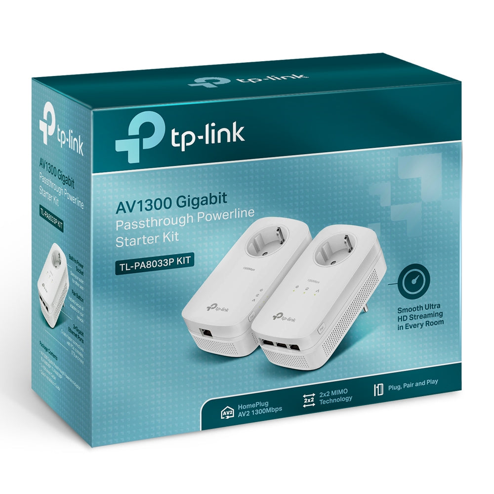 TP-LINK TL-PA8033P KIT PowerLine network adapter 1300 Mbit|s Ethernet LAN White 2 pc(s) (TL-PA8033P KIT)