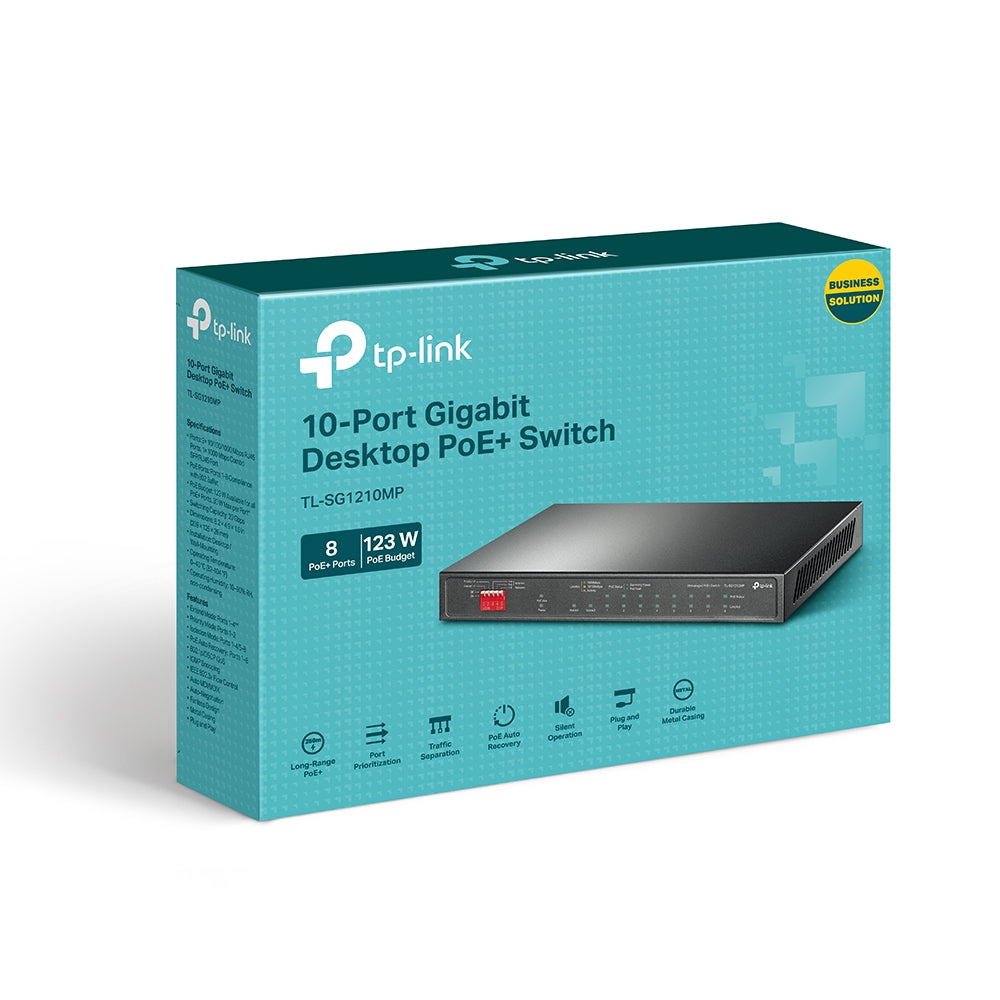 TP-LINK TL-SG1210MP network switch Unmanaged Gigabit Ethernet (10|100|1000) Power over Ethernet (PoE) Black (TL-SG1210MP)