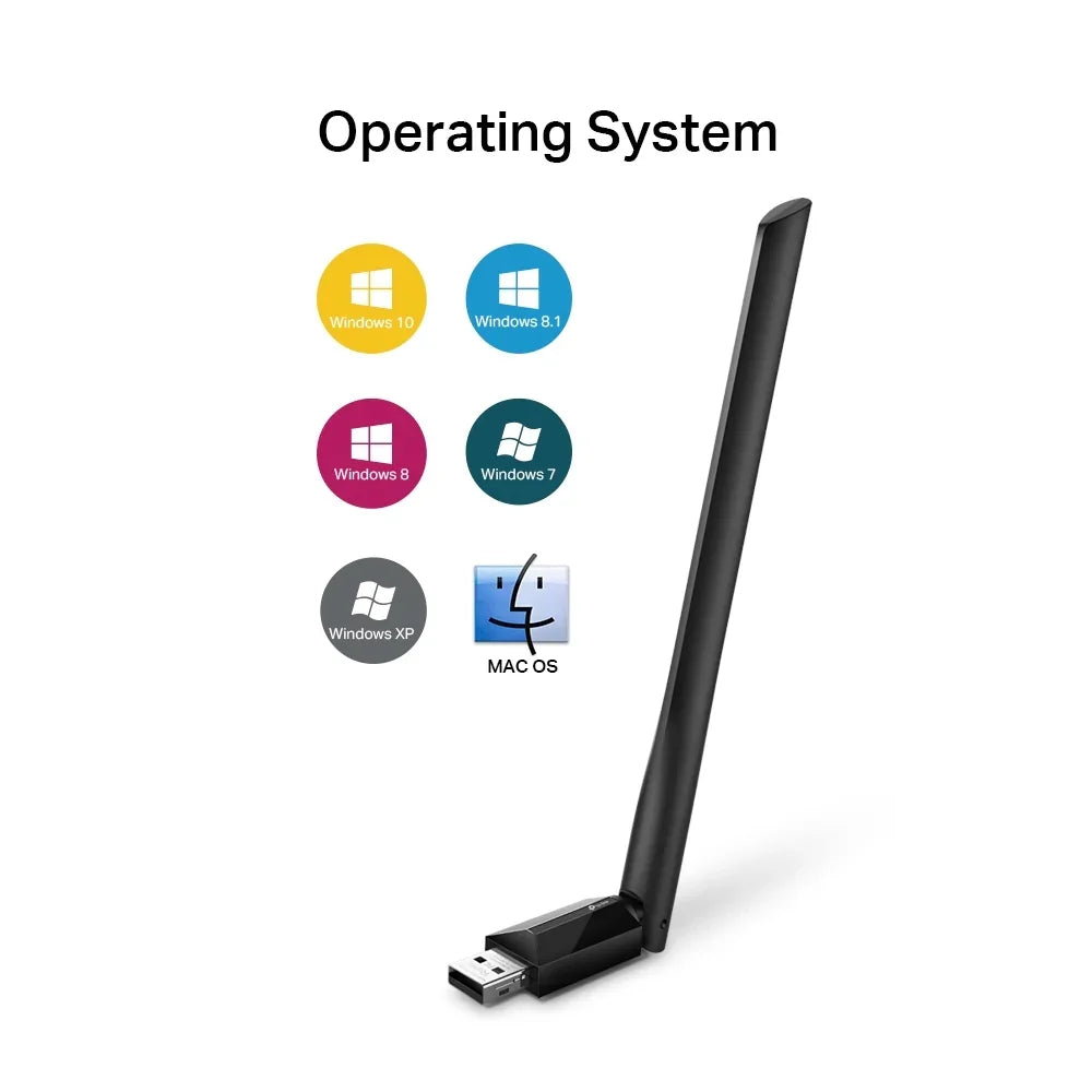 TP-LINK USB 2.0 | LED-Status | 5dBi | IEEE 802.11b|g|n 2.4 GHz | IEEE 802.11a|n|ac 5 GHz | WEP | WPA|WPA2 | WPA-PSK|WPA2-PSK | DBPSK | DQPSK | CCK | OFDM | 16-QAM | 64-QAM | 256-QAM | FCC | CE | RoHS (ARCHER T2U PLUS)