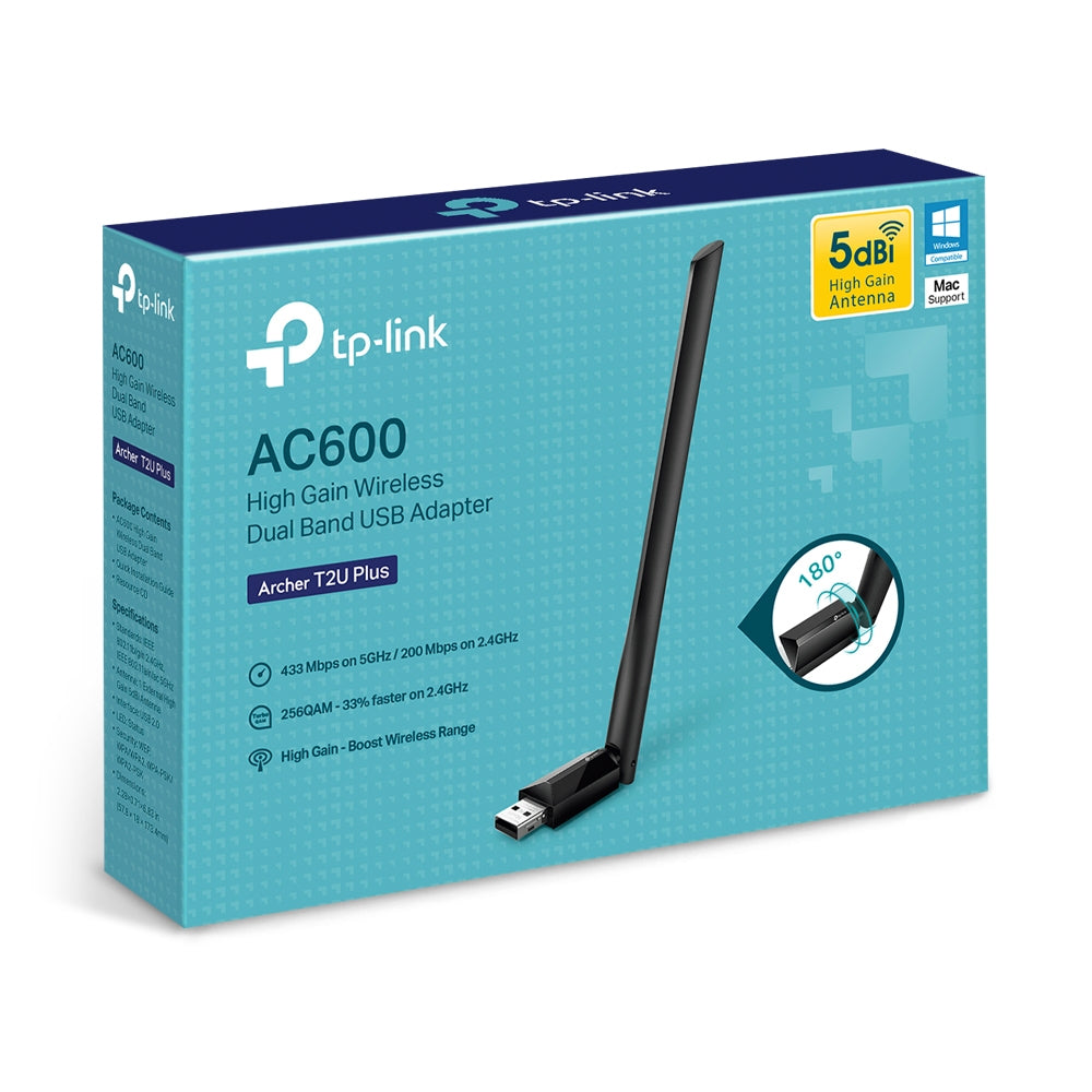TP-LINK USB 2.0 | LED-Status | 5dBi | IEEE 802.11b|g|n 2.4 GHz | IEEE 802.11a|n|ac 5 GHz | WEP | WPA|WPA2 | WPA-PSK|WPA2-PSK | DBPSK | DQPSK | CCK | OFDM | 16-QAM | 64-QAM | 256-QAM | FCC | CE | RoHS (ARCHER T2U PLUS)