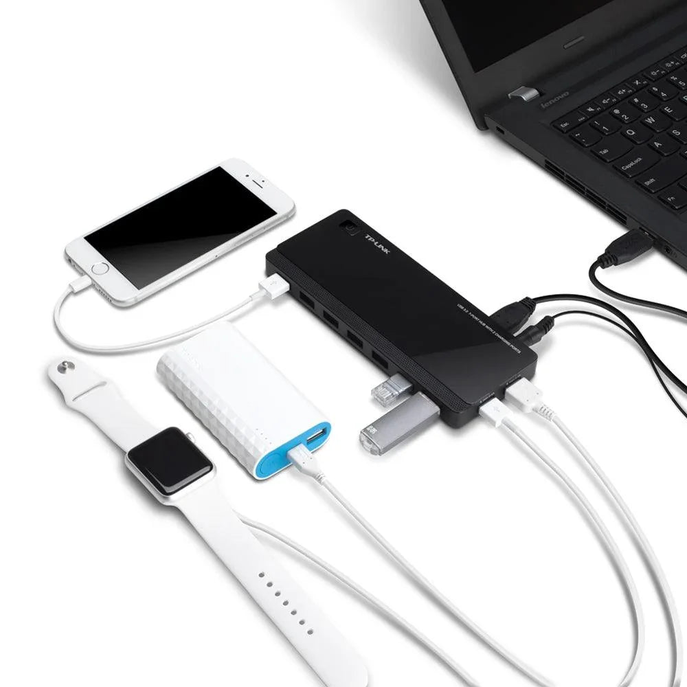 TP-LINK USB 3.0 Standard A | 2 2.4A Charging Ports | USB 3.0 Micro B | VIA VL812 Chipset with Latest Firmware (UH720)