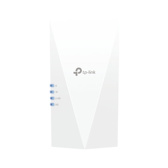 TP-LINK Wi-Fi 6 | 2.4-5 GHz | 300-1200 Mbps | 20-30 dBm | WPS | Reset | Ethernet | 100-240V | 50|60Hz | 78 × 36 × 149 mm (RE500X)