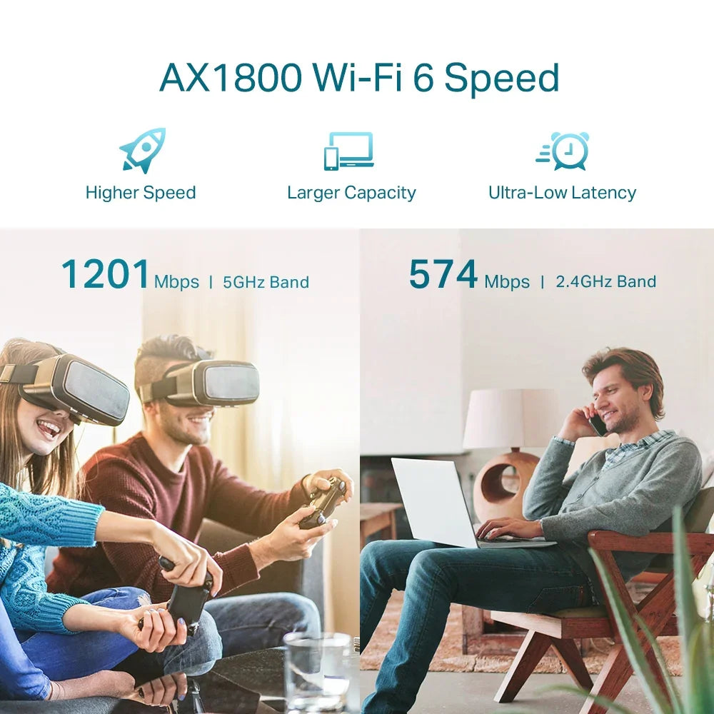 TP-LINK Wi-Fi 6 | 2.4-5 GHz | 574-1201 Mbps | 20-30 dBm | WPS | Reset | Ethernet | 100-240V | 50|60Hz | 74 × 46 × 124.8 mm (RE605X)