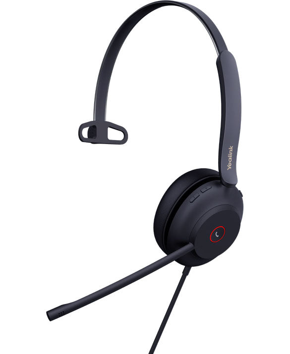 Yealink UH37 USB Wired Headset, Mono, USB-C, Dual Noise-cancelling Microphones, 35mm Speaker, HD Audio Technology, Soft Leather Ear