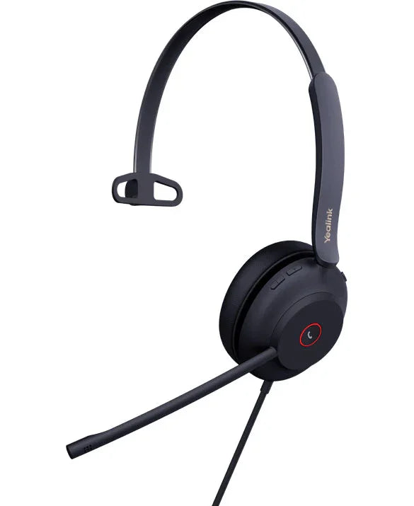 Yealink UH37 USB Wired Headset, Mono, USB-C, Dual Noise-cancelling Microphones, 35mm Speaker, HD Audio Technology, Soft Leather Ear