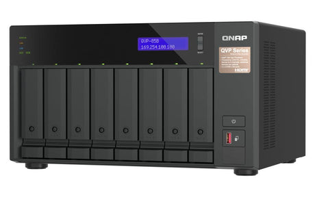 QNAP i5 | 32 GB DDR4 | 5 GB Flash | 8x 3.5" | 2x M.2 | 7.3 kg (QVP-85B)