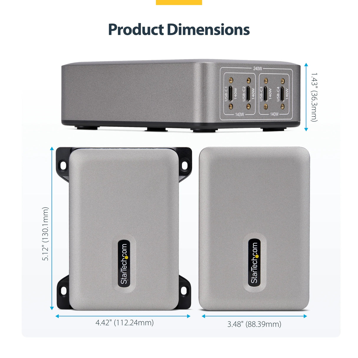 STARTECH.COM 424DAU-USB-C-CHARGER – 240W / 4-Port / GaN – USB-C Charger