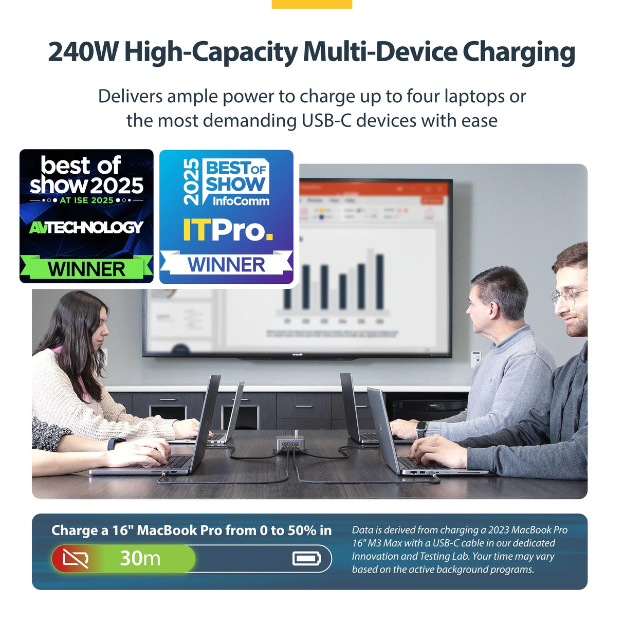 STARTECH.COM 424DAU-USB-C-CHARGER – 240W / 4-Port / GaN – USB-C Charger