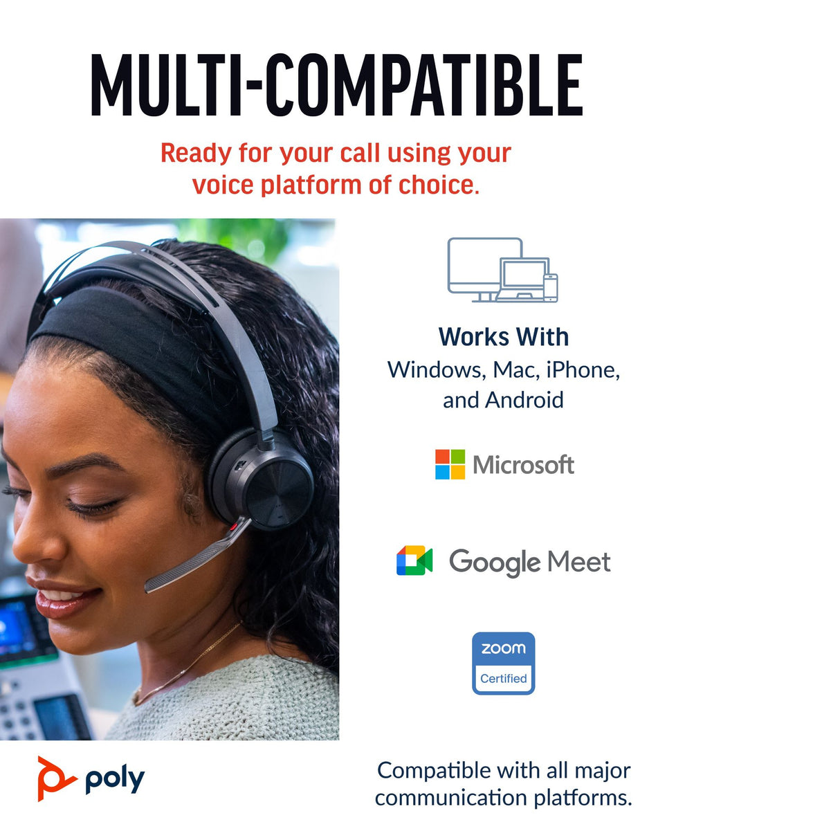 POLY Voyager Focus 2 USB-A with Charge Stand Headset