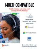 POLY Voyager Focus 2 USB-A with Charge Stand Headset