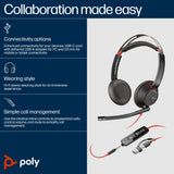 HP POLY BLACKWIRE 5220 – Wired (USB-C & 3.5mm) / Stereo / Office – Head-band Headset