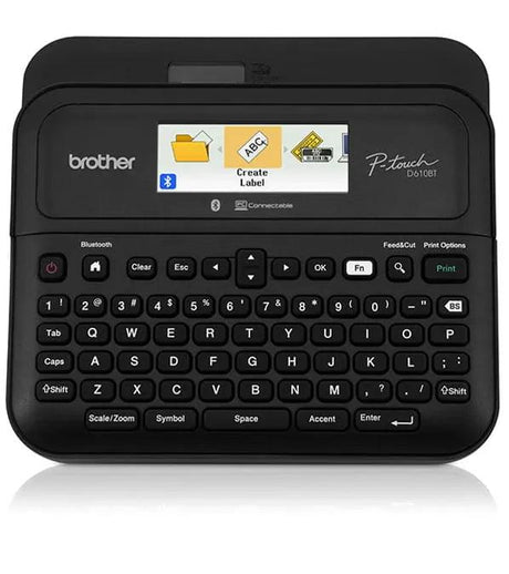 BROTHER 1" (24mm) | 30 mm|sec | USB | Bluetooth |P-touch Editor Software | Brother iPrint&Label | 20.3 x 19.5 x 8.6 cm | 1.04 kg (PT-D610BT)