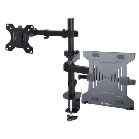 STARTECH Monitor Arm with VESA Laptop Tray | For a Laptop (4.5kg|9.9lb) and a Single Display up to 32" (8kg|17.6lb) | Black | Adjustable Laptop Arm Mount | C-clamp|Grommet Mount (A2-LAPTOP-DESK-MOUNT) (A2-LAPTOP-DESK-MOUNT)