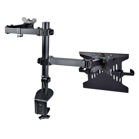 STARTECH Monitor Arm with VESA Laptop Tray | For a Laptop (4.5kg|9.9lb) and a Single Display up to 32" (8kg|17.6lb) | Black | Adjustable Laptop Arm Mount | C-clamp|Grommet Mount (A2-LAPTOP-DESK-MOUNT) (A2-LAPTOP-DESK-MOUNT)