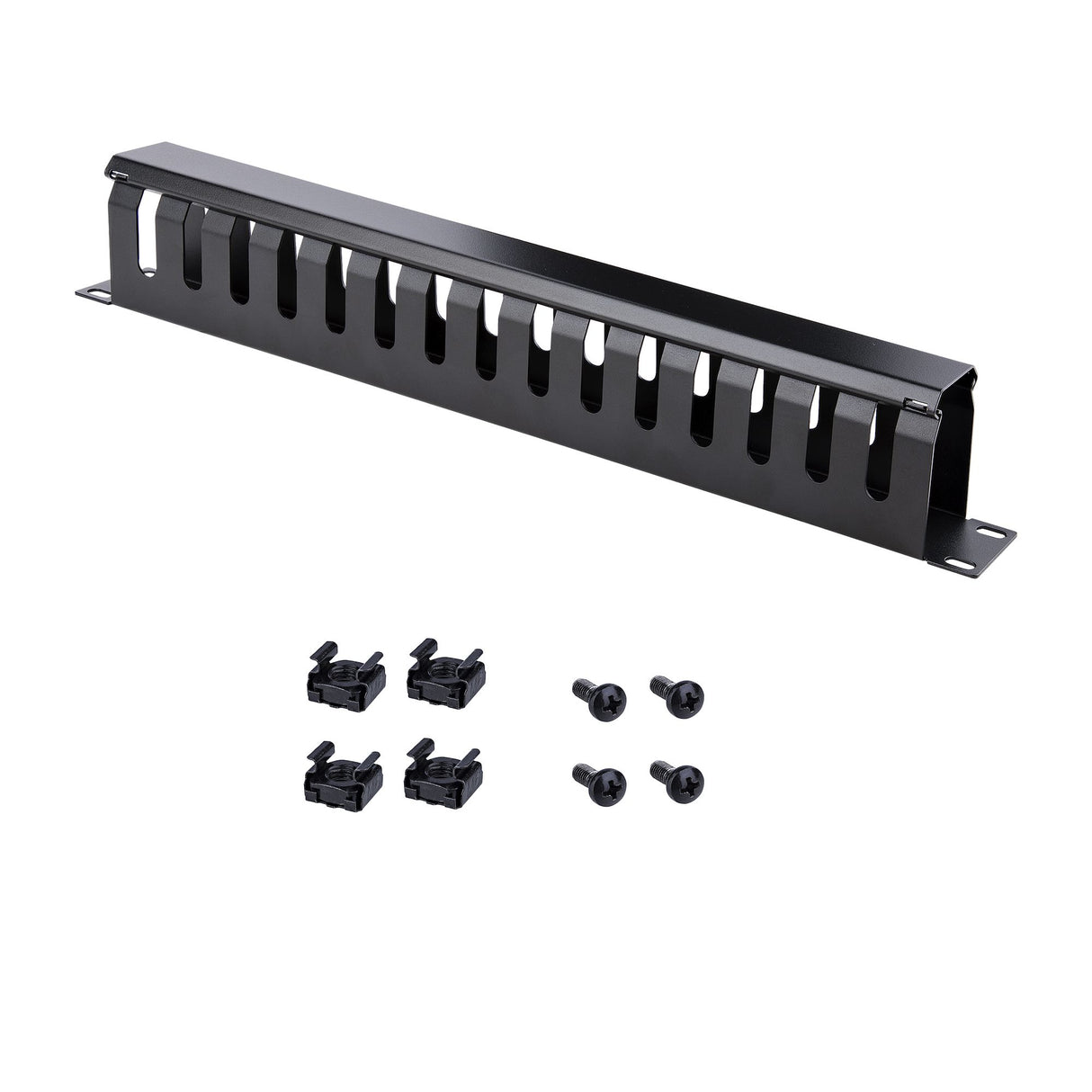 STARTECH Horizontal 1U Server Rack Cable Management Finger Duct w| Cover - 19" Network Rack Wire Duct Raceway Panel - Slotted Wire Duct (CMDUCT1UX) (CMDUCT1UX)