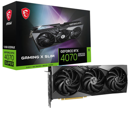 MSI NVIDIA GeForce RTX 4070 SUPER | 2655MHz | 12GB GDDR6X | 192 bit | PCI Express 4.0 | 1 x HDMI (1.2a) | 3 x DP (1.4a) | CUDA | DirectX 12 Ultimate | OpenGL 4.6 | 245W (GEFORCE RTX 4070 SUPER 12G GAMING X SLIM)