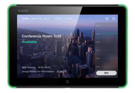 YEALINK 8" | LCD | 16:10 | 1280 x 800px | 1000:1 | 1 x RJ-45 | 802.11a|b|g|n|ac | Bluetooth 5.0 | USB-C | Android 9 (ROOMPANEL)